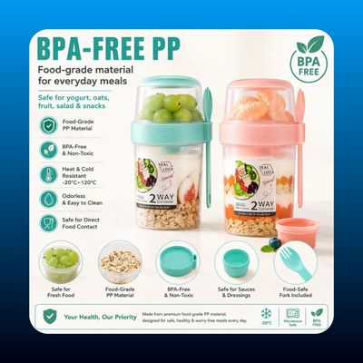 4-Pack 2-Layer Yogurt & Salad Cups with Fork