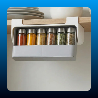 No Drill Hidden Under-Shelf Spice Rack