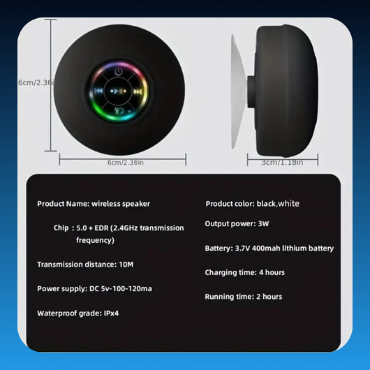 Wall Suction Waterproof Bluetooth Speaker