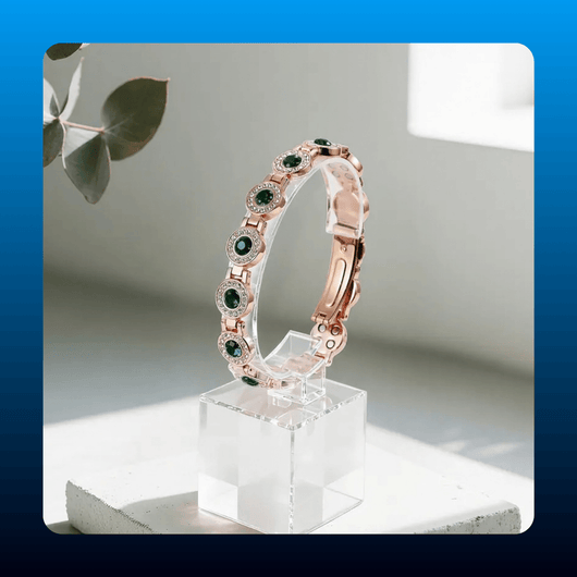 Copper Bracelet with Crystal Inlays