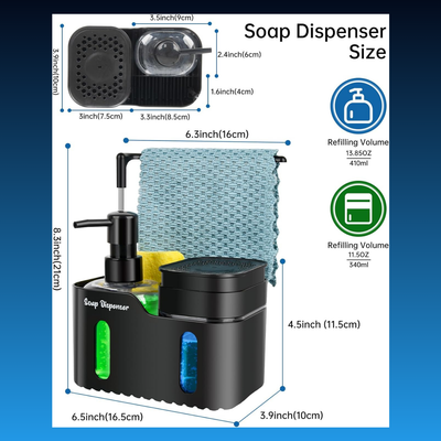 3 in 1 Kitchen Soap Dispenser with Towel Rack