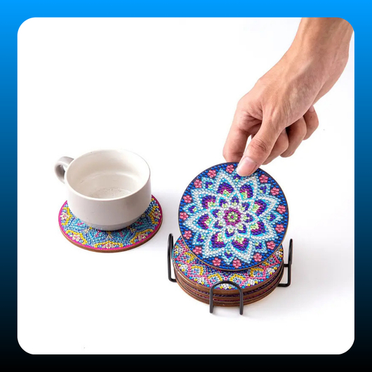 Diamond Painting Coasters with Holder (6 Pack)