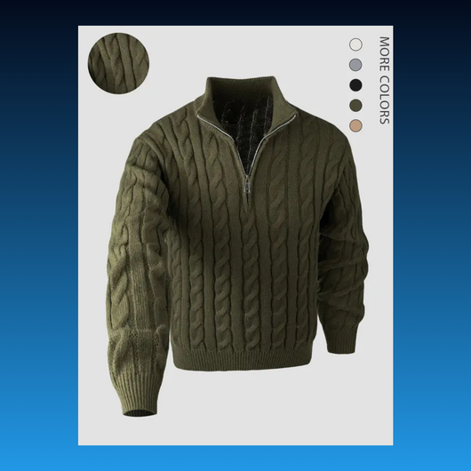 Quarter Zip Knitted Long Sleeve Sweater