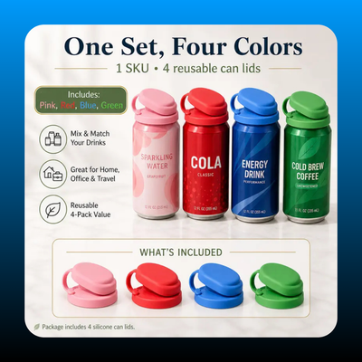 4-Pack Reusable Silicone Can Lids