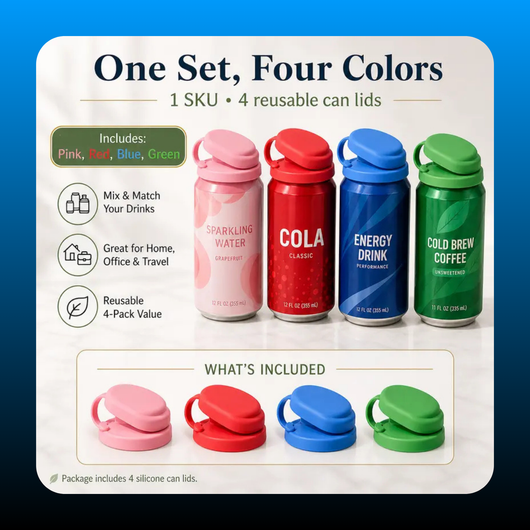 4-Pack Reusable Silicone Can Lids