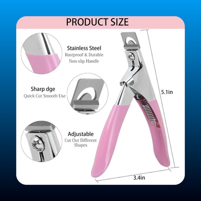 Stainless Steel Acrylic Nail Clipper with 10 Nail Sizing Magnets