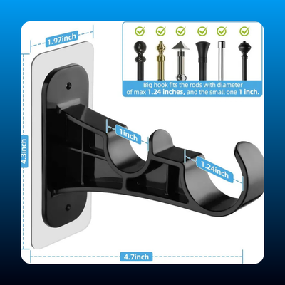 No Drill Double Curtain Rod Bracket