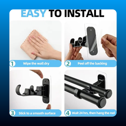 No Drill Double Curtain Rod Bracket