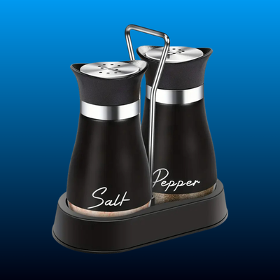 Glass Salt and Pepper Shaker Set with Stand
