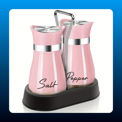 Glass Salt and Pepper Shaker Set with Stand