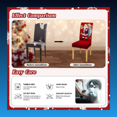 Christmas Santa Print Chair Covers (6 Pack)