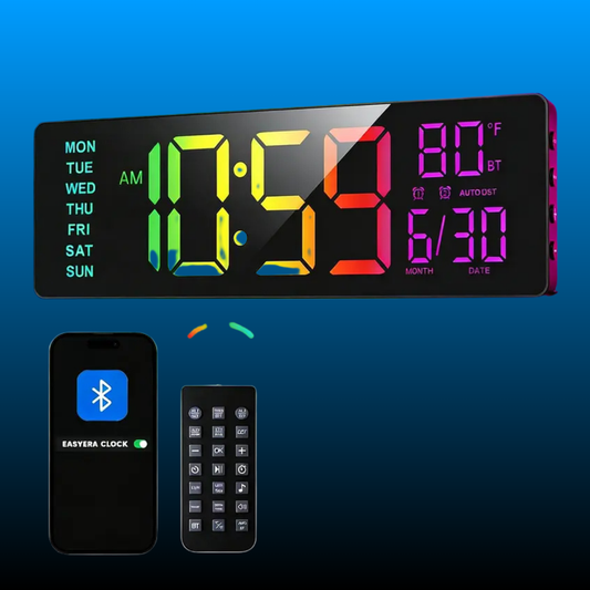 Large Digital Wall Clock with Bluetooth Sync