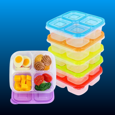 6 Pack 4-Compartment Food Containers
