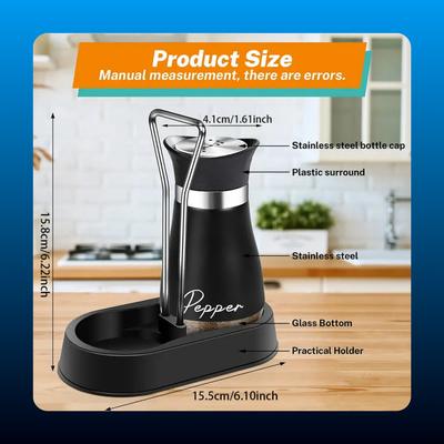 Glass Salt and Pepper Shaker Set with Stand