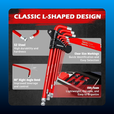 30-Piece Long Arm Hex and Torx Key Set