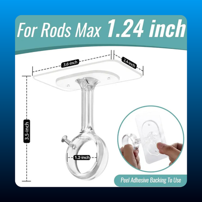 No Drilling Ceiling Mounted Curtain Rod Brackets