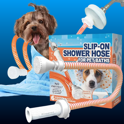 Slip-On Pet Bather- for Shower 6-Foot Flexible Hose