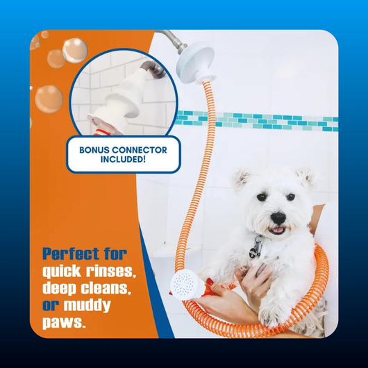Slip-On Pet Bather- for Shower 6-Foot Flexible Hose