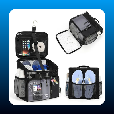 Waterproof Large-Capacity Black Hanging Toiletry Bag