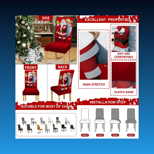 Christmas Santa Print Chair Covers (6 Pack)