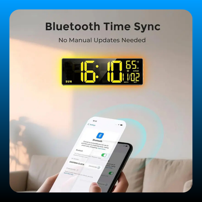 Large Digital Wall Clock with Bluetooth Sync