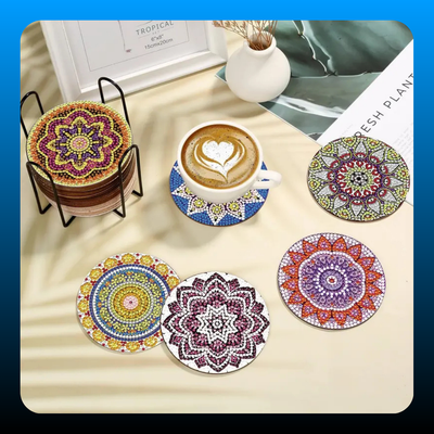 Diamond Painting Coasters with Holder (6 Pack)