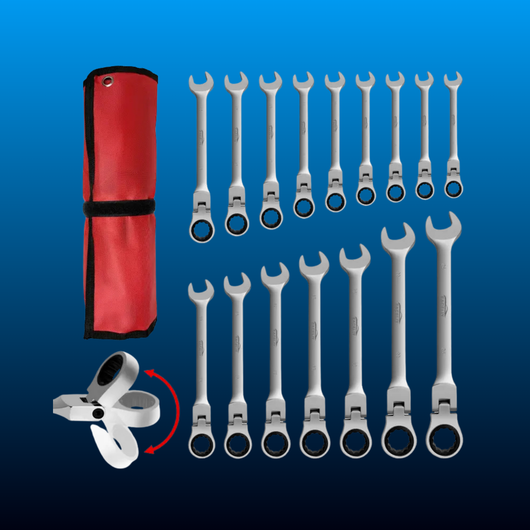 16-Piece Flex-Head Ratcheting Wrench Set