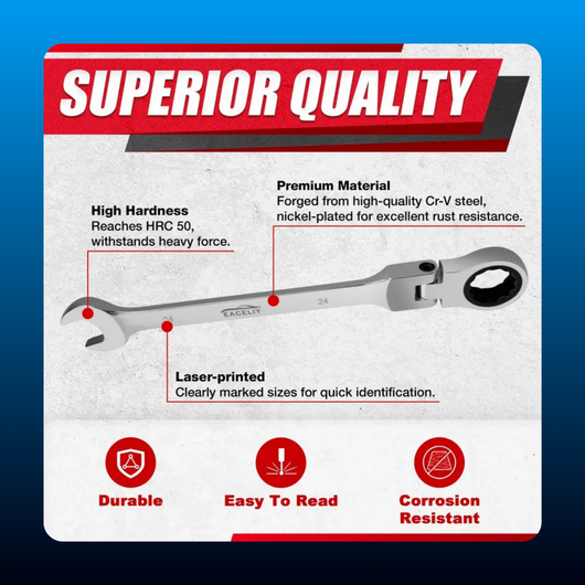 16-Piece Flex-Head Ratcheting Wrench Set