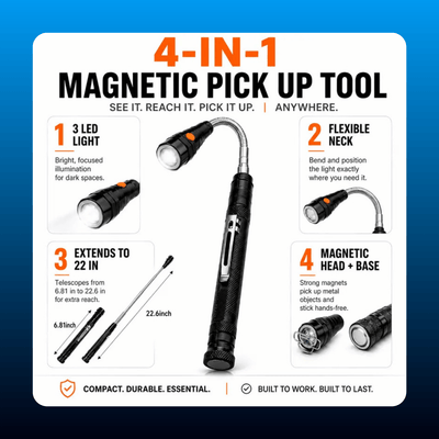 4-in-1 Telescoping Magnetic Pickup Tool
