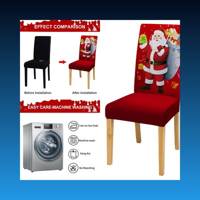 Christmas Santa Print Chair Covers (6 Pack)