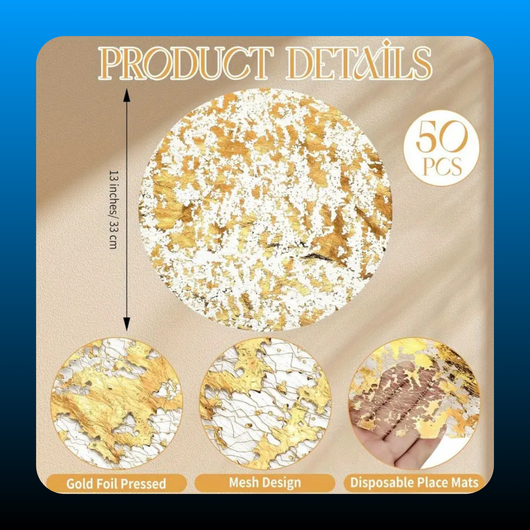 50pcs Disposable Golden Placemats
