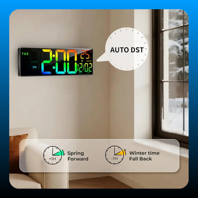 Large Digital Wall Clock with Bluetooth Sync