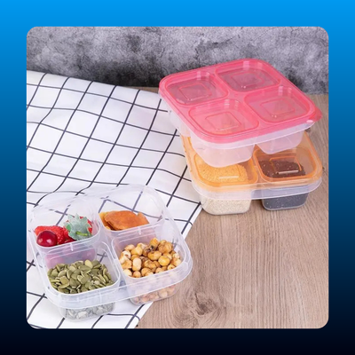 6 Pack 4-Compartment Food Containers
