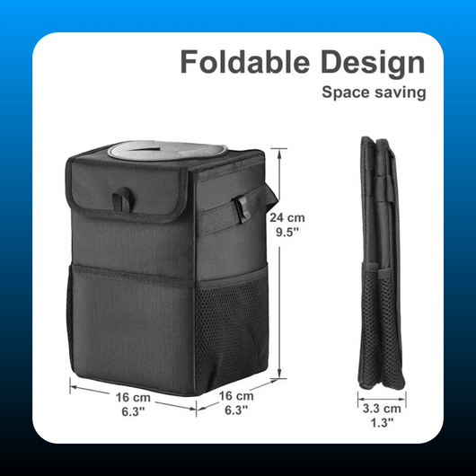 Car Trash Can with Lid & Storage Pockets