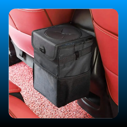 Car Trash Can with Lid & Storage Pockets