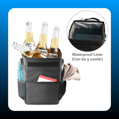 Car Trash Can with Lid & Storage Pockets