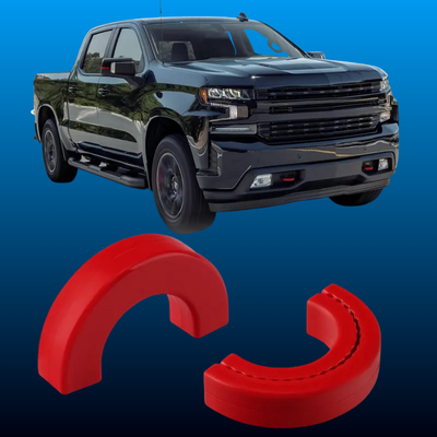 Red Front End Damage Shield Tow Hook Covers