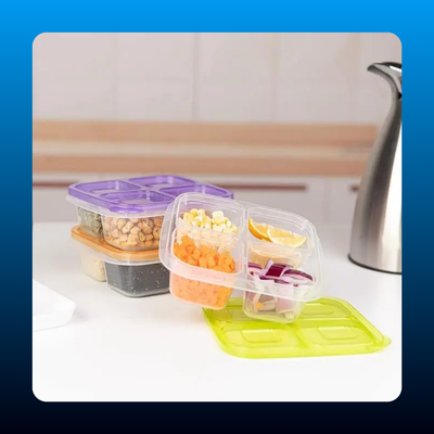 6 Pack 4-Compartment Food Containers