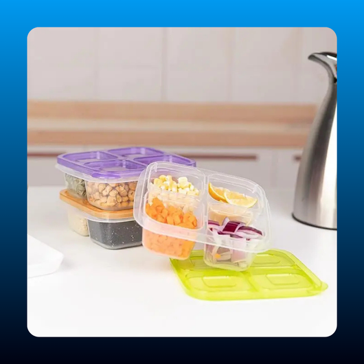 6 Pack 4-Compartment Food Containers