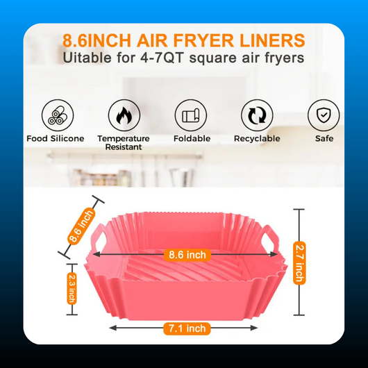 Silicone Air Fryer Square Liners (2 Pack)