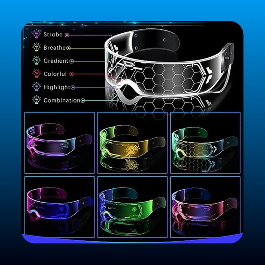 LED Light Up Glasses Neon Luminous (2 Pack)