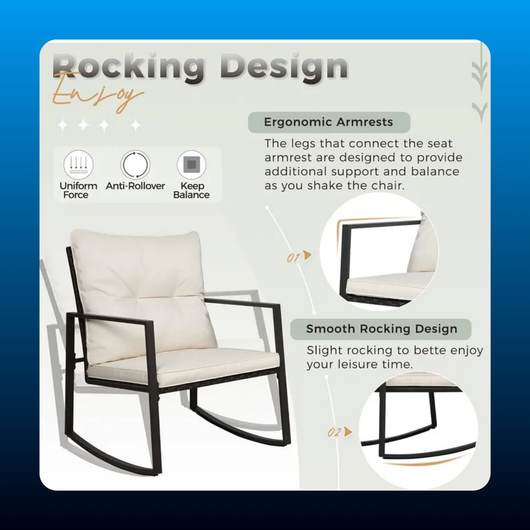 Rocking Bistro Set with Glass Table (3 Piece)