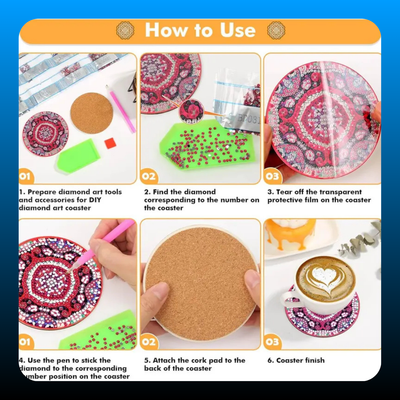 Diamond Painting Coasters with Holder (6 Pack)