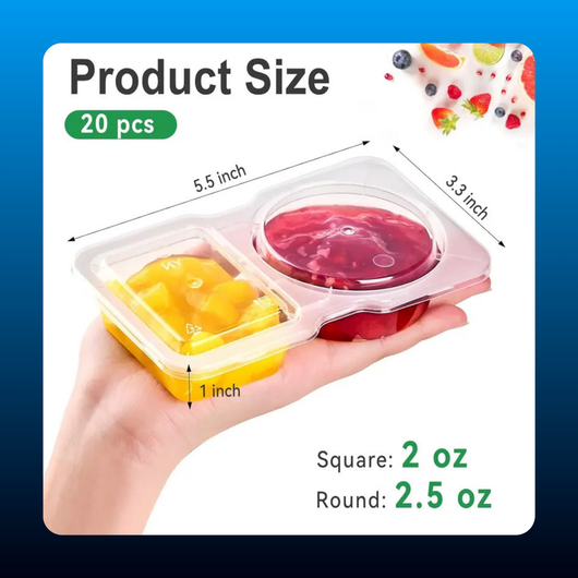 Double Compartment Snack and Condiment Containers (20 Pack)