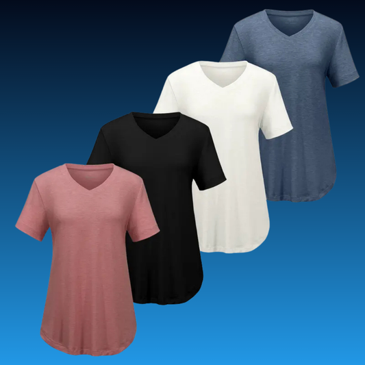 Loose Fit V-Neck T Shirts for Women Plus Size (4 Pack)