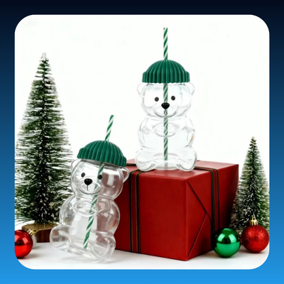Bear Glass Straw Tumbler