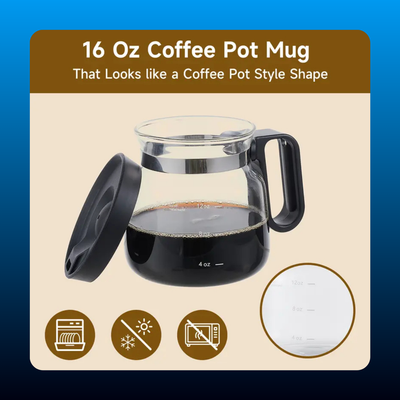 Glass Coffee Mug with Lid and 2 Coasters