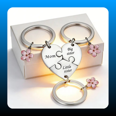 Mother Daughter Jigsaw Keychain Set