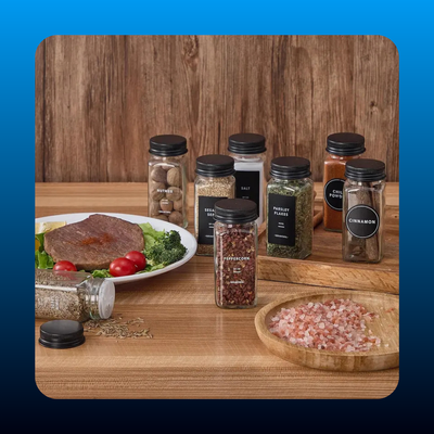 Modern 36-Piece Spice Glass Jar Set