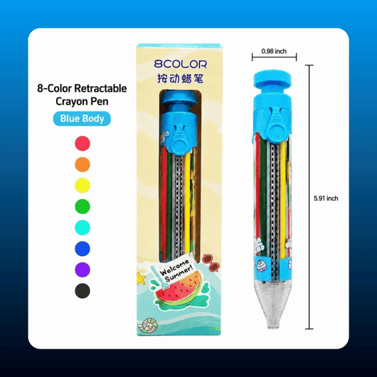 8-in-1 Retractable Rainbow Crayon Pen